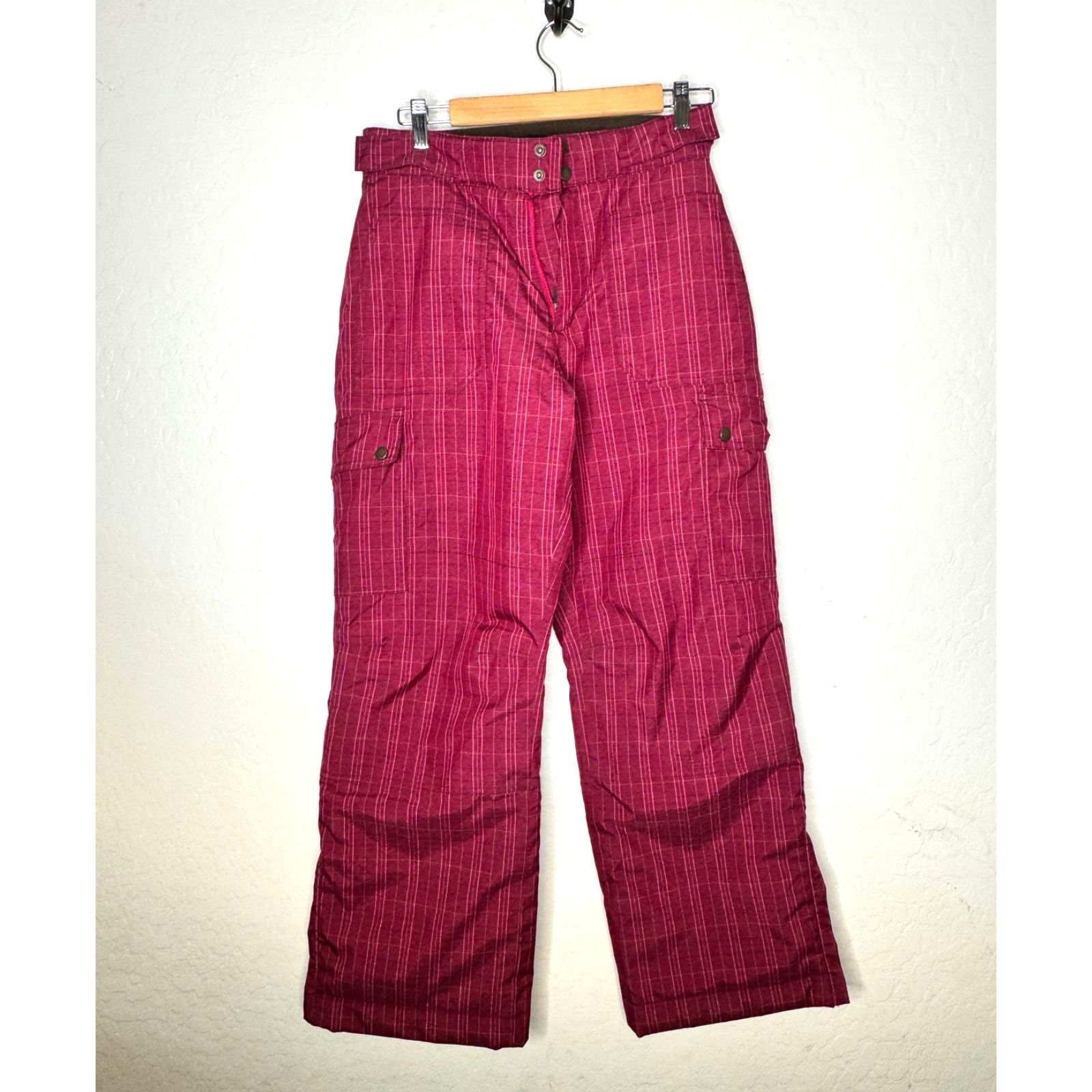 Lands’ End Snow Ski Pants Girls Plaid Size 16 Dark Pink
